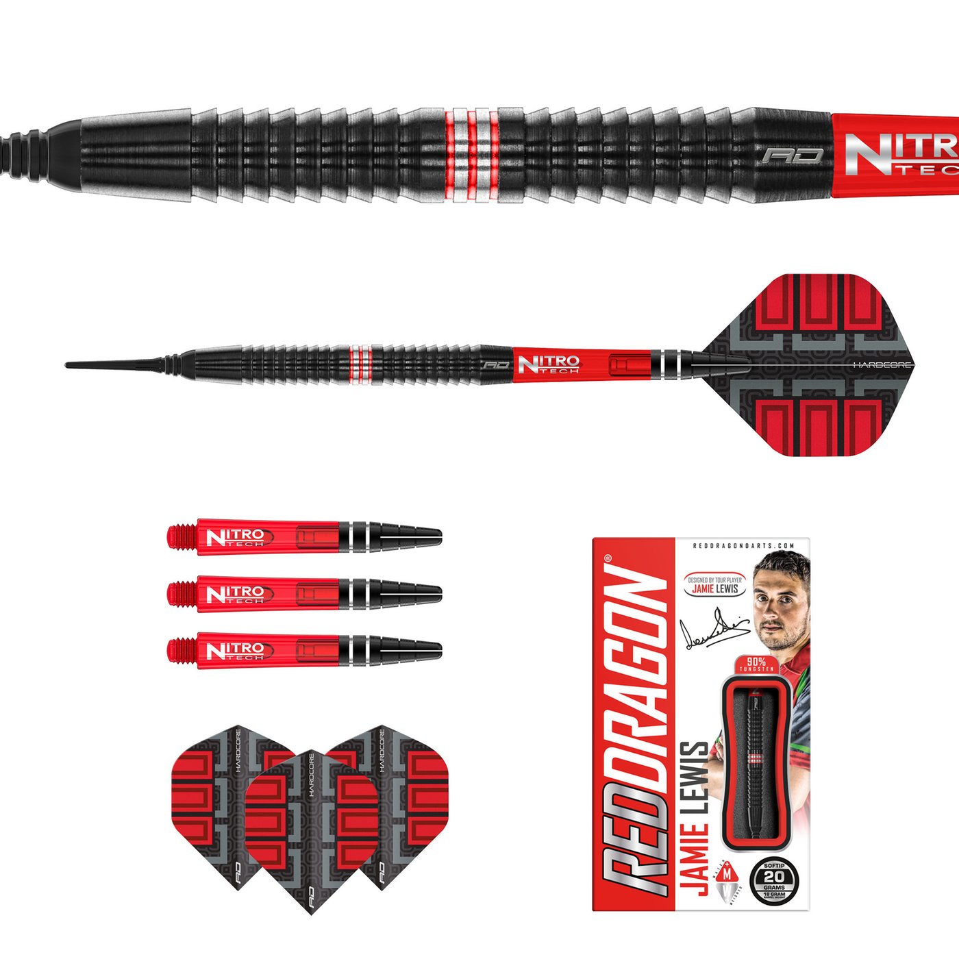 Red Dragon Jamie Lewis S.E. 90% - Soft Tip Darts - Dartshopper.co.uk