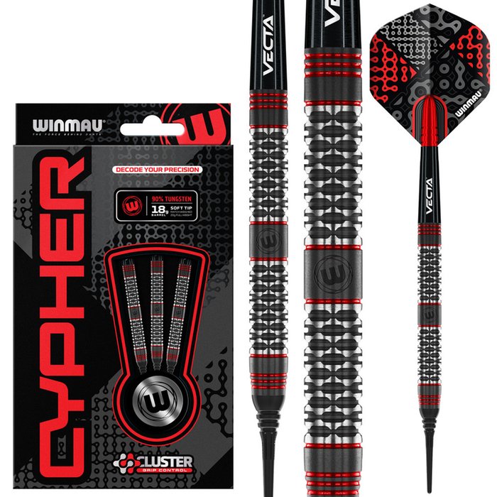 WINMAU Sniper Black 90% Tungstène – Fléchettes Soft Tip Pointe Plastique Professionnelles 18g/20g