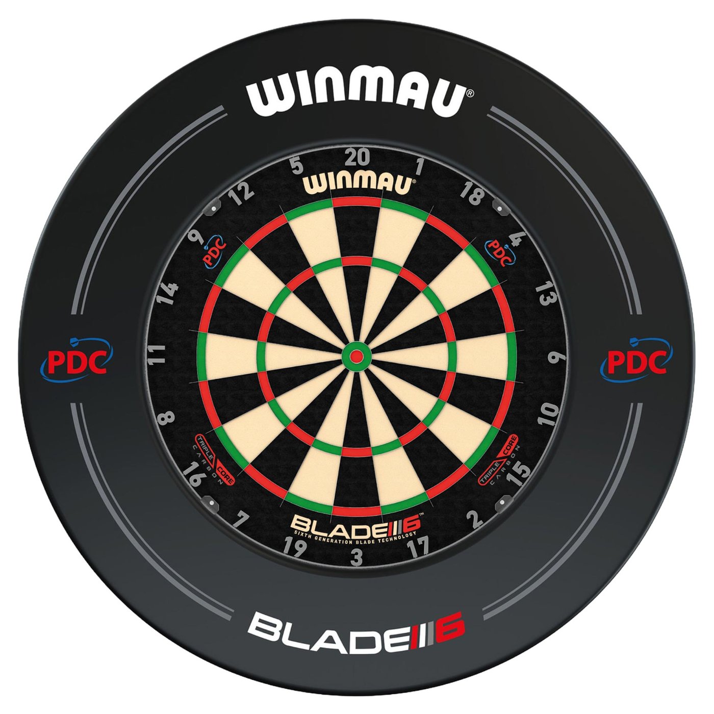Winmau Blade 6 Triple Core + Winmau PDC Black Surround - Dartset