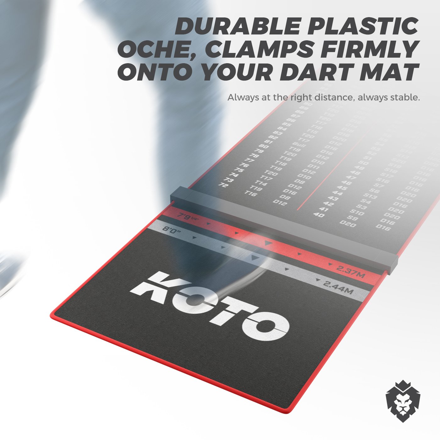 KOTO Carpet Checkout Red + Oche 285 x 60cm Dart Mat
