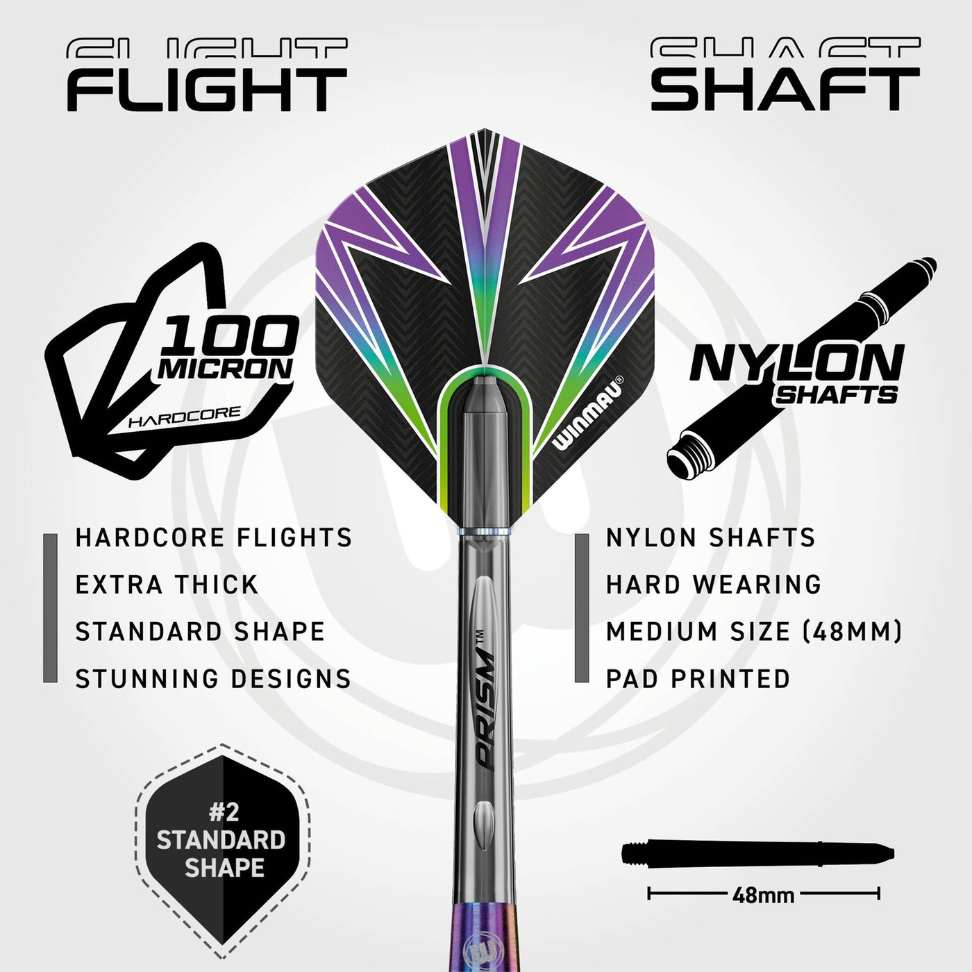 WINMAU Maverick 23 Gram Professionele Steeltip Tungsten Darts Set met Flights en Stems (Shafts