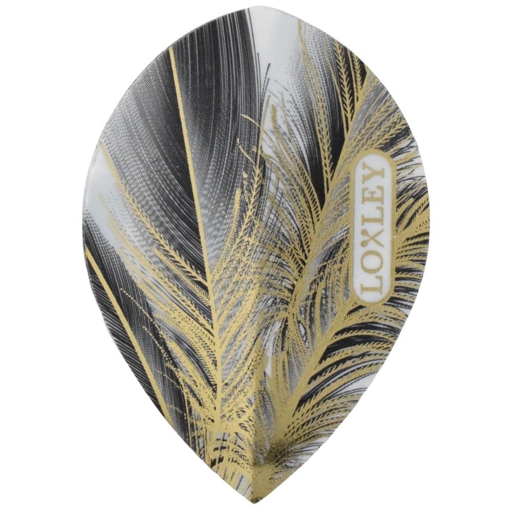 Loxley Feather Grey & Gold Pear Darts Flights