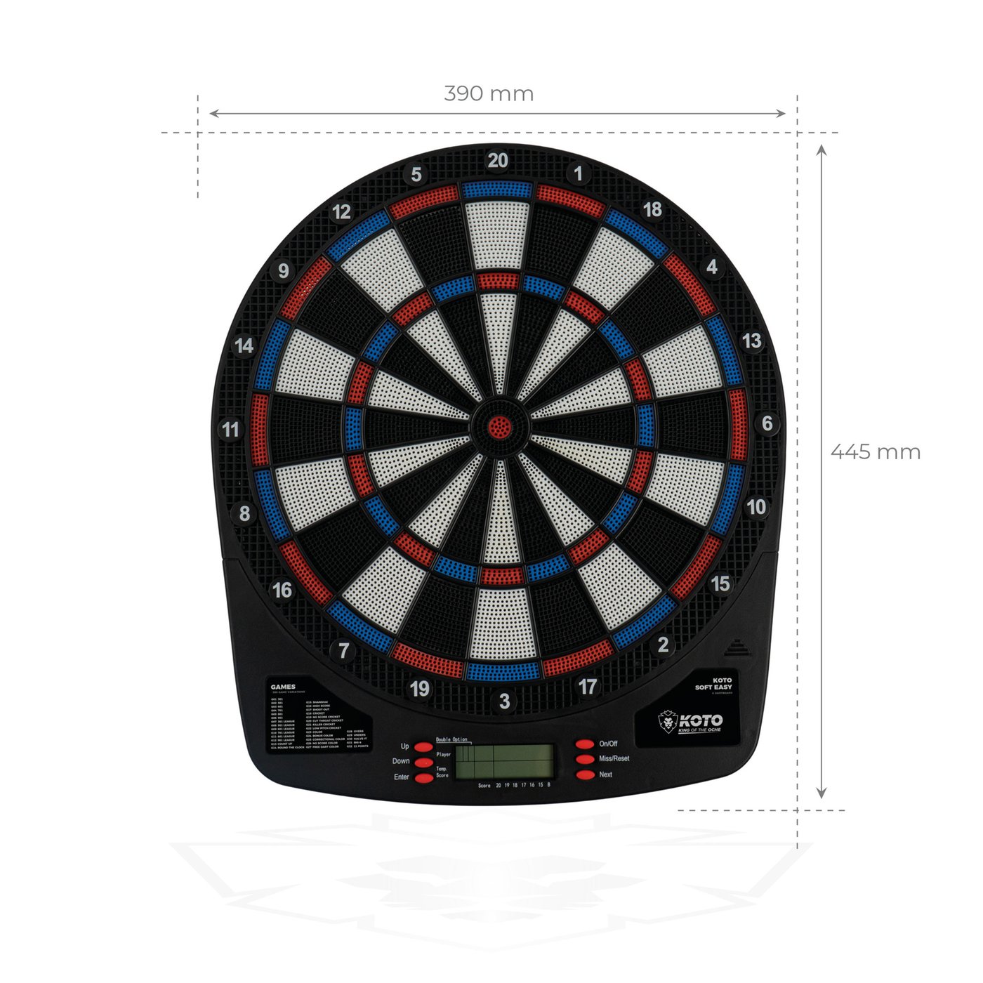 KOTO Royal 580 Cible électronique – 36 Jeux, 580 Variantes, 6 Fléchettes Souples, 8 Joueurs