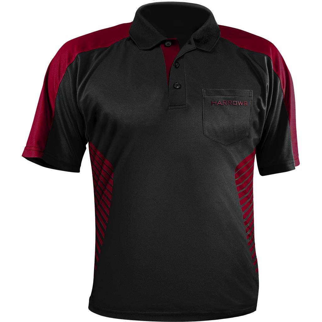 Harrows Vivid Dartshirt Black & Deep Red - Camica Dart