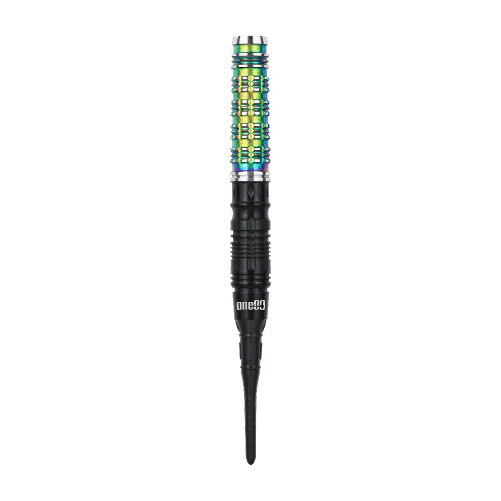 ONE80 Desmond Chin Black Rainbow 90% Soft Tip Darts