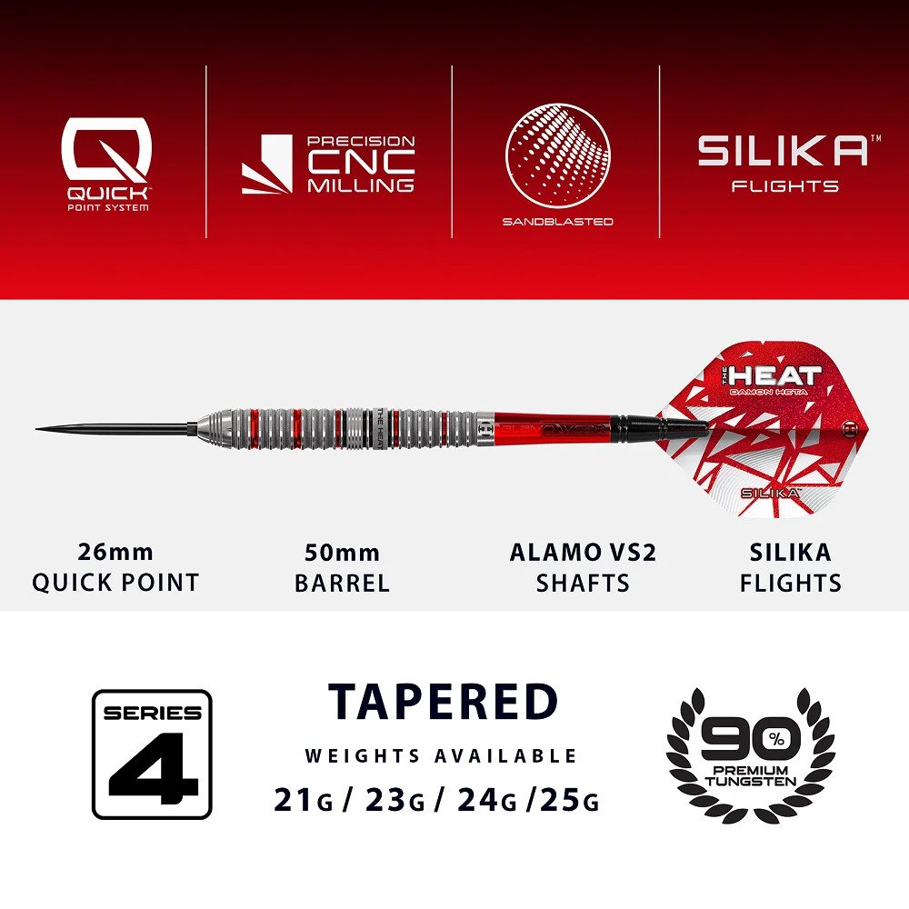 Harrows Damon Heta V4 Quick Point 90% Steel Tip Darts - Dartshopper.eu