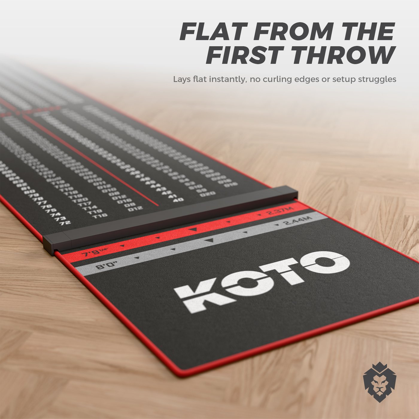 KOTO Carpet Checkout Red + Oche 285 x 60cm Dart Mat - Dartshopper.com