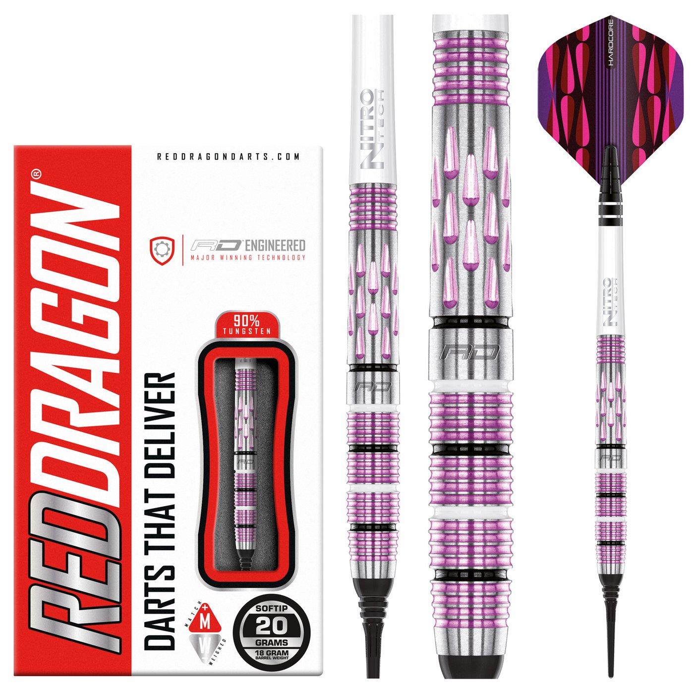 Red Dragon Artura Shocking Pink 90% Soft Tip Darts