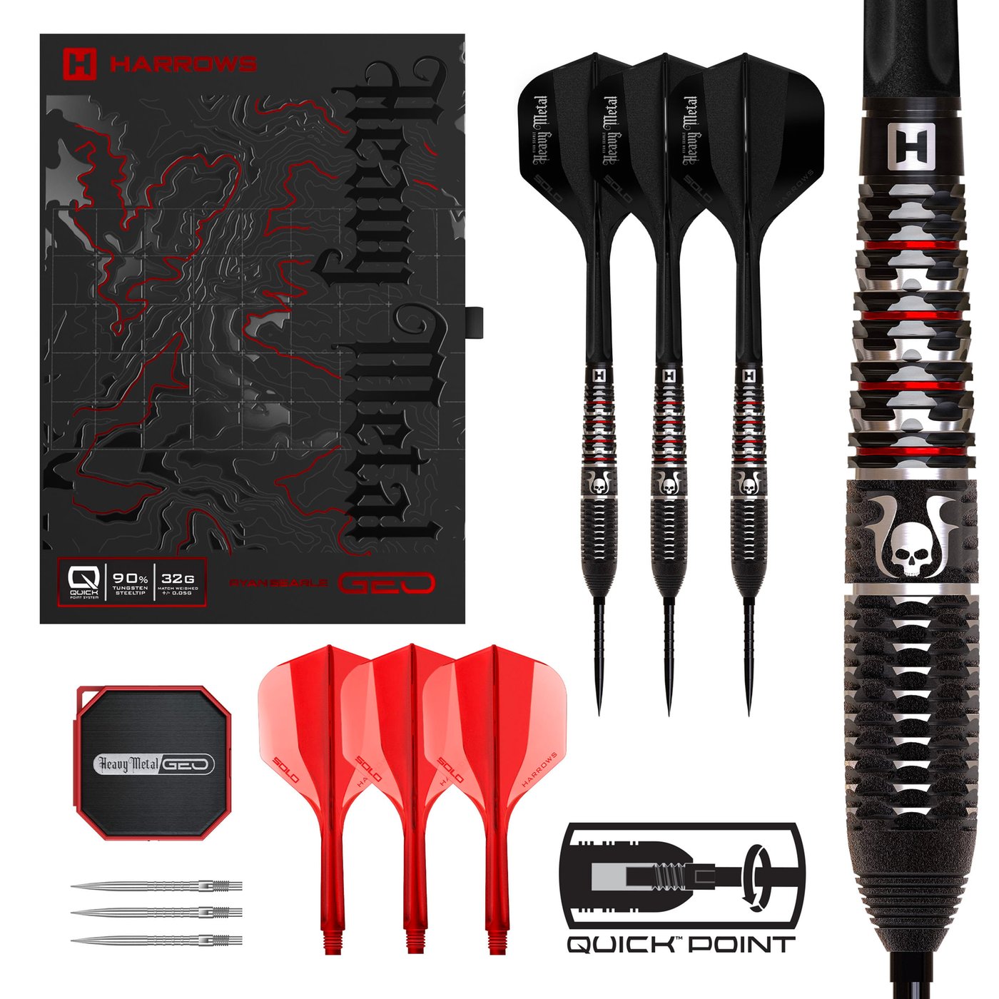 Harrows Geo Ryan Searle Quick Point 90% - Steel Tip Darts
