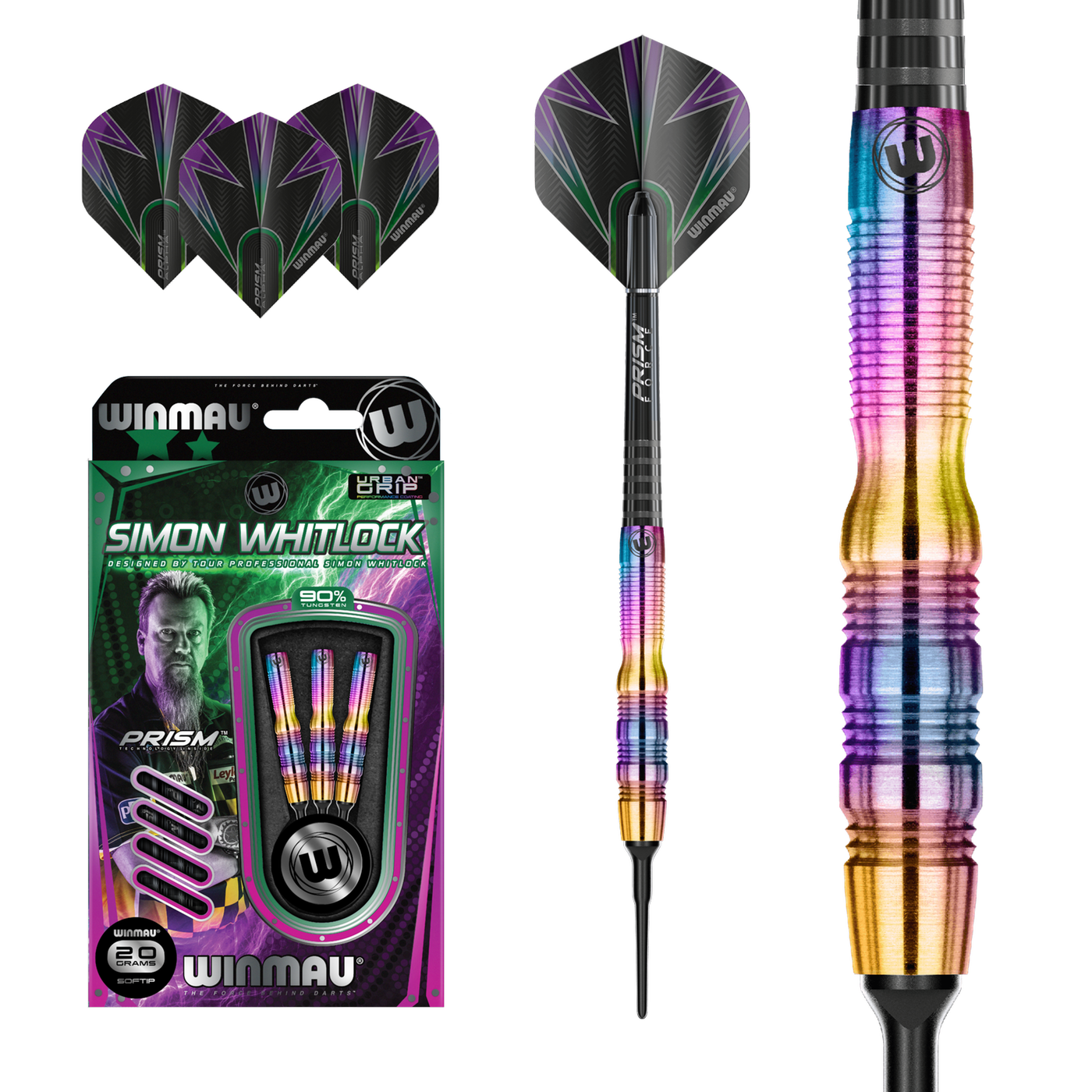 Winmau Simon Whitlock Rainbow 90% - Pikado strelice soft tip