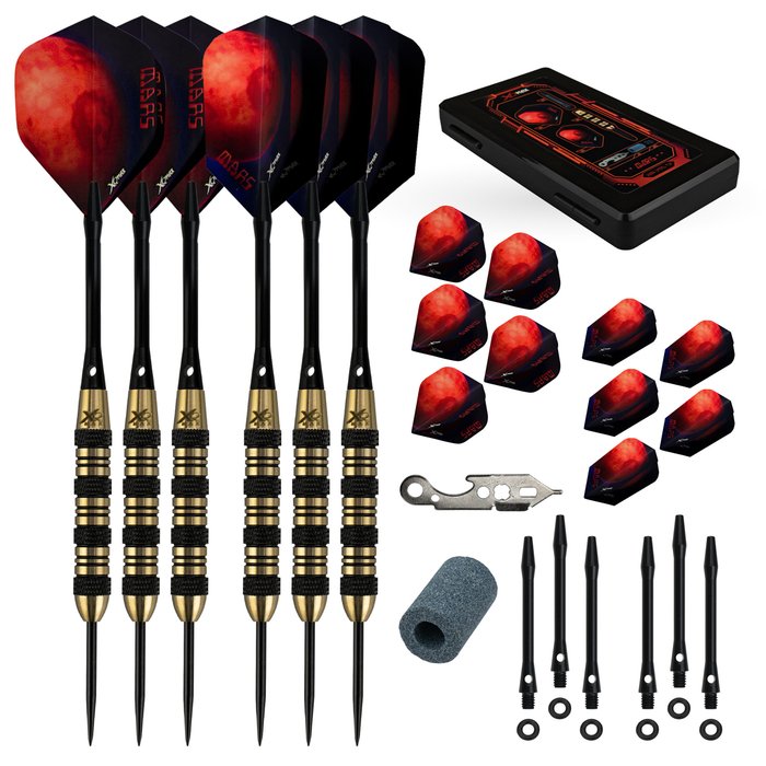 XQ Max - Mercury, Steel Tip Darts, Darts Set, Solid Ring Grip, Textured Feel, KOTO Dart Flights, KOTO Dart Shafts, KOTO Dart Case