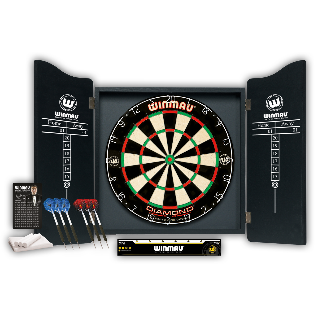 [Tweedekans] Winmau Dartset Professional Black - Dartbord Kast