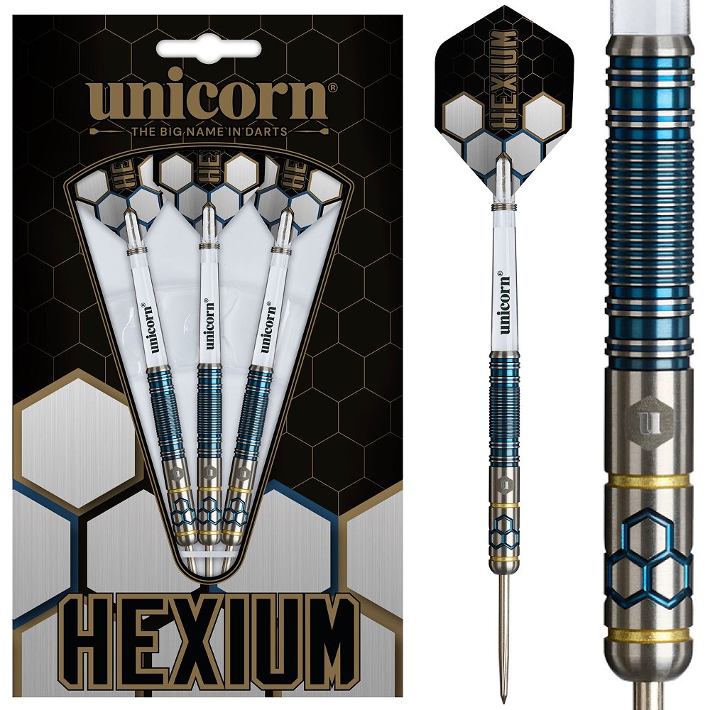 Unicorn Hexium 2 Blue Gold 90% Darts - Dartshopper