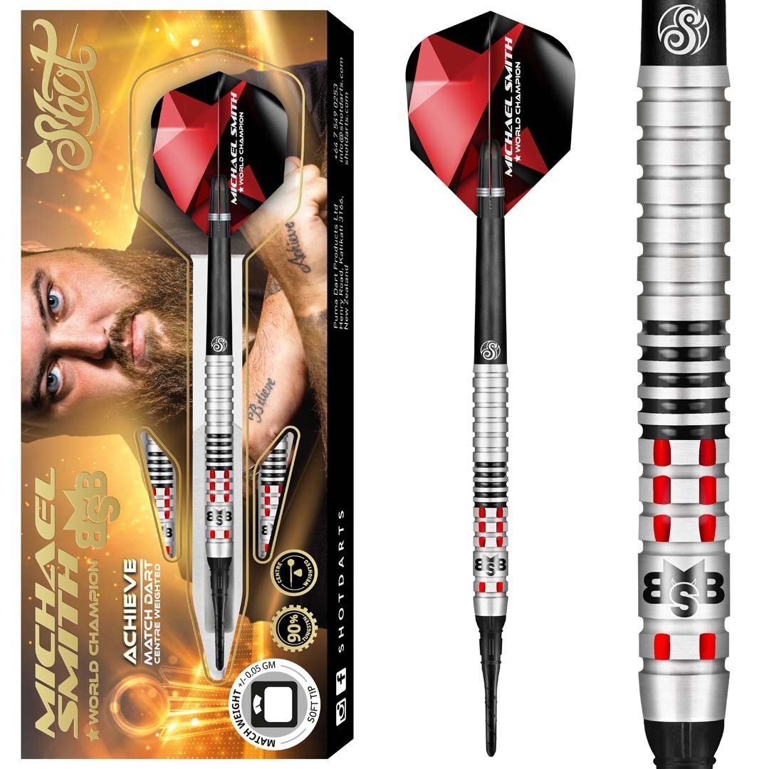 Shot Michael Smith Achieve 90% Soft Tip - Fléchettes pointe Plastique