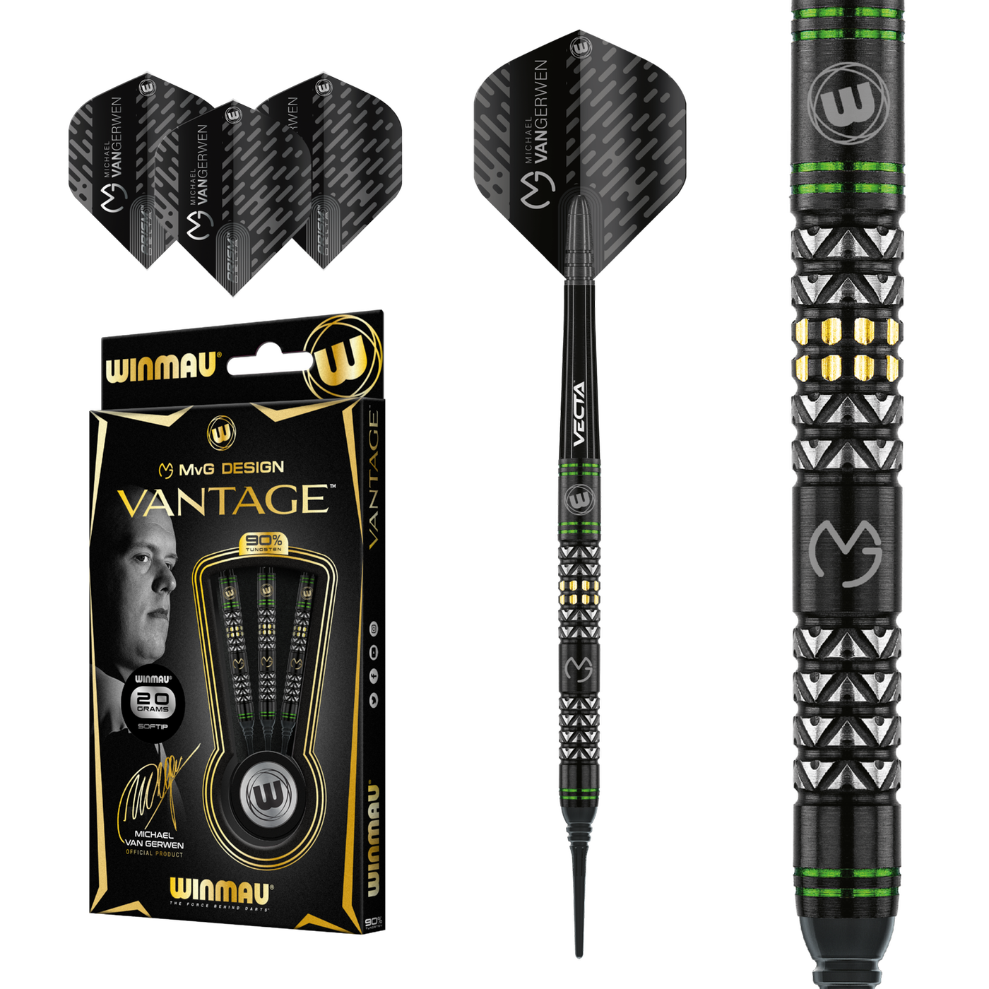 [Tweedekans] Winmau Michael van Gerwen Vantage 90% - Soft Tip Darts-20gram