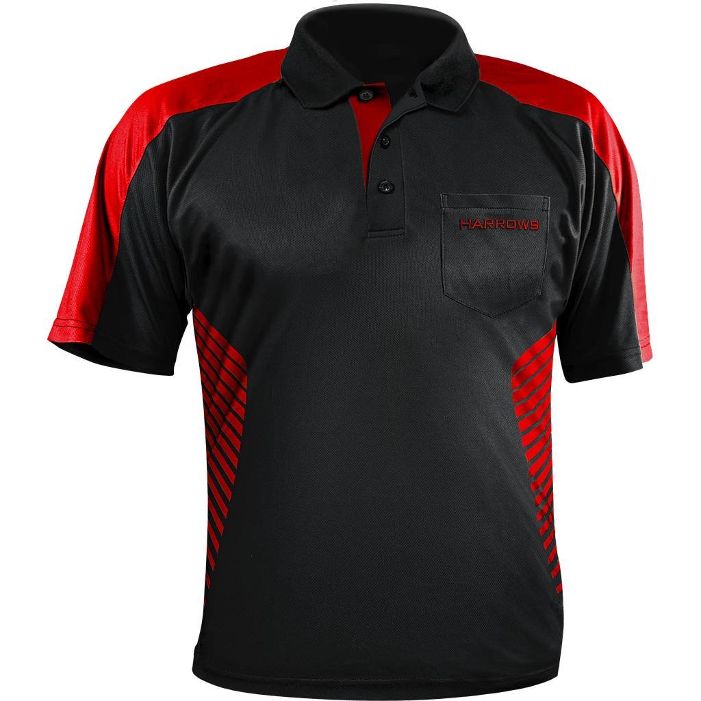 Harrows Vivid Black & Fire Red - Dartshirt