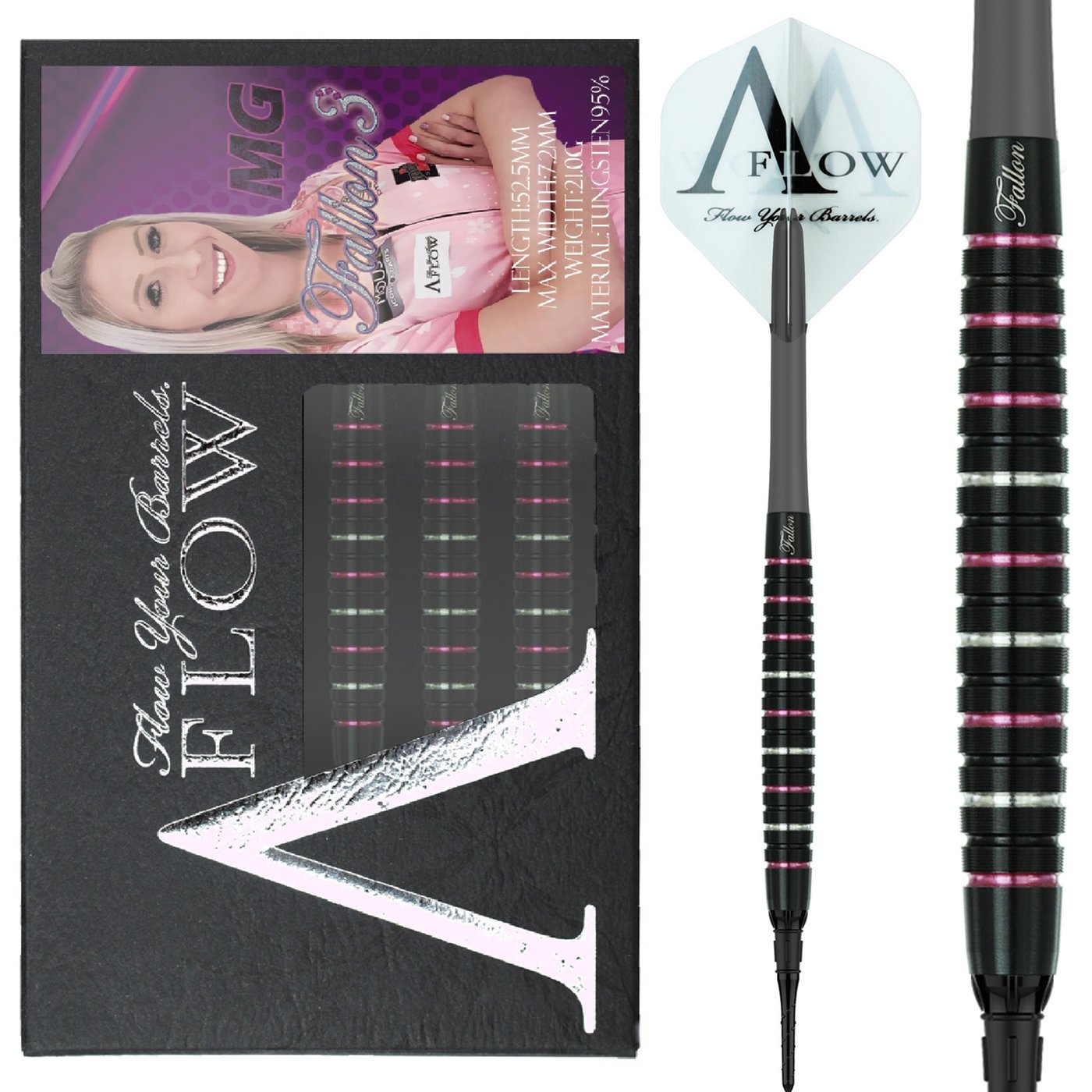 Dardos Dynasty A-FLOW Fallon Sherrock - Fallon 3 MG Pink 95% Punta de Plástico