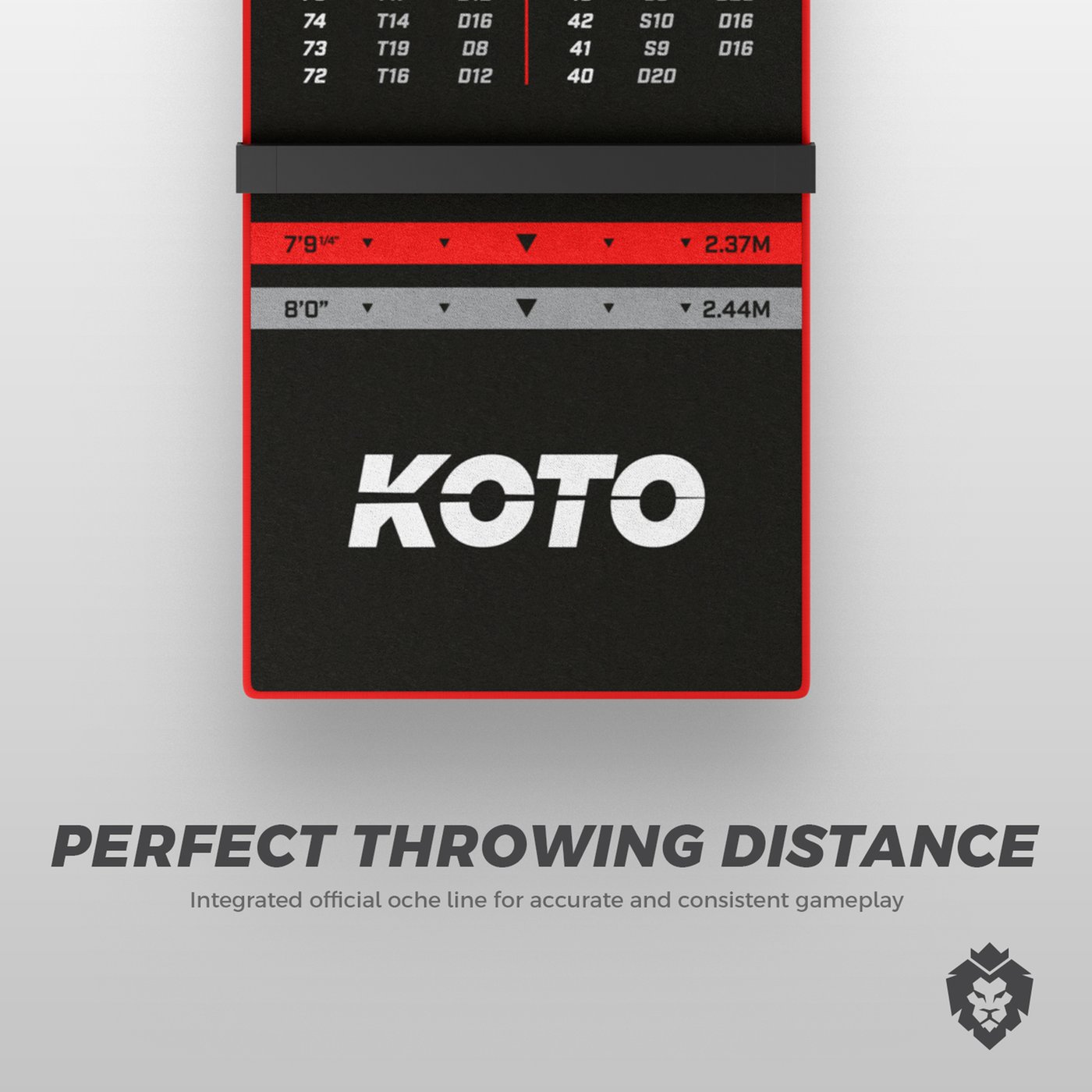 KOTO Carpet Checkout Red + Oche 285 x 60cm Dart Mat