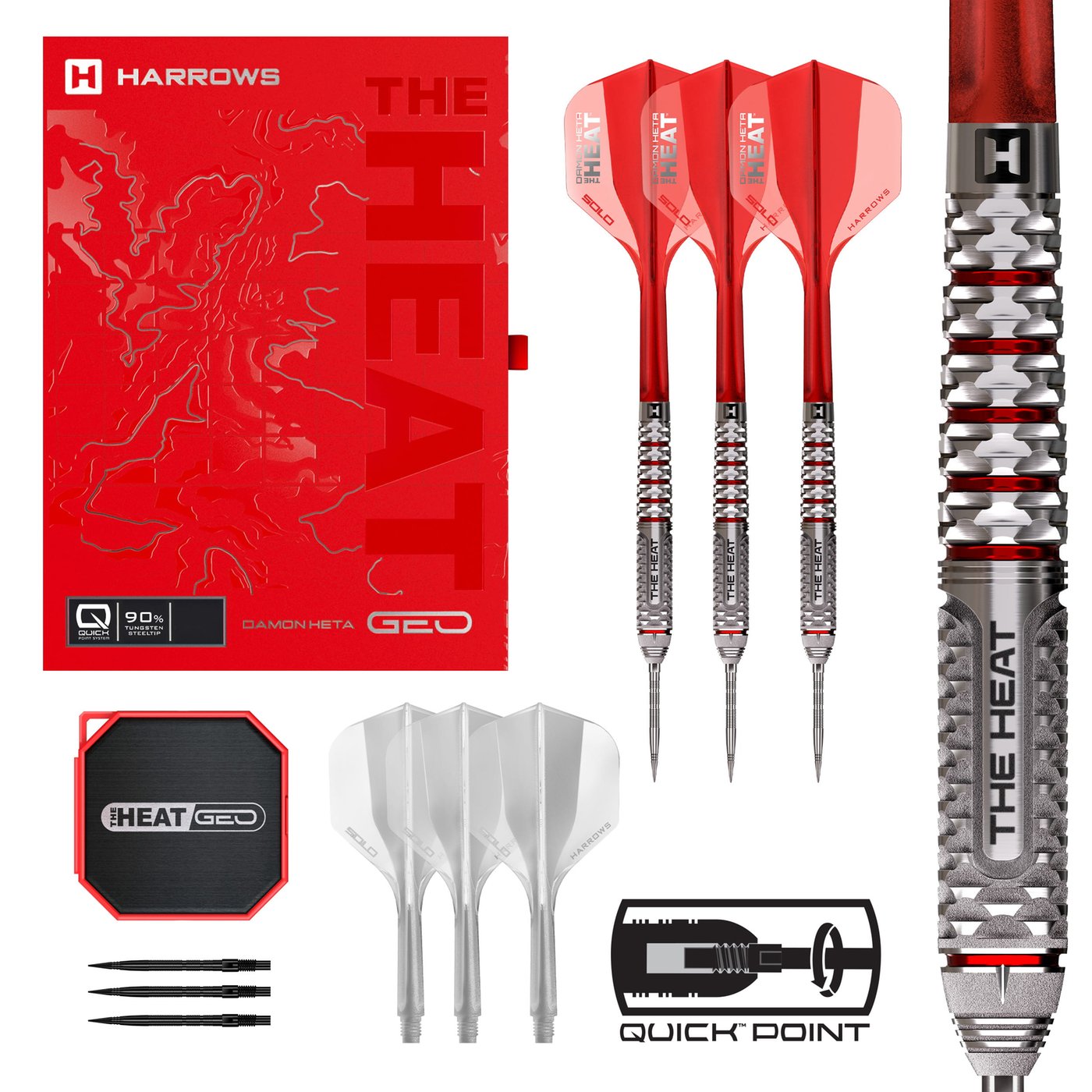 Harrows Geo Damon Heta Quick Point 90 % - Šipky Steel