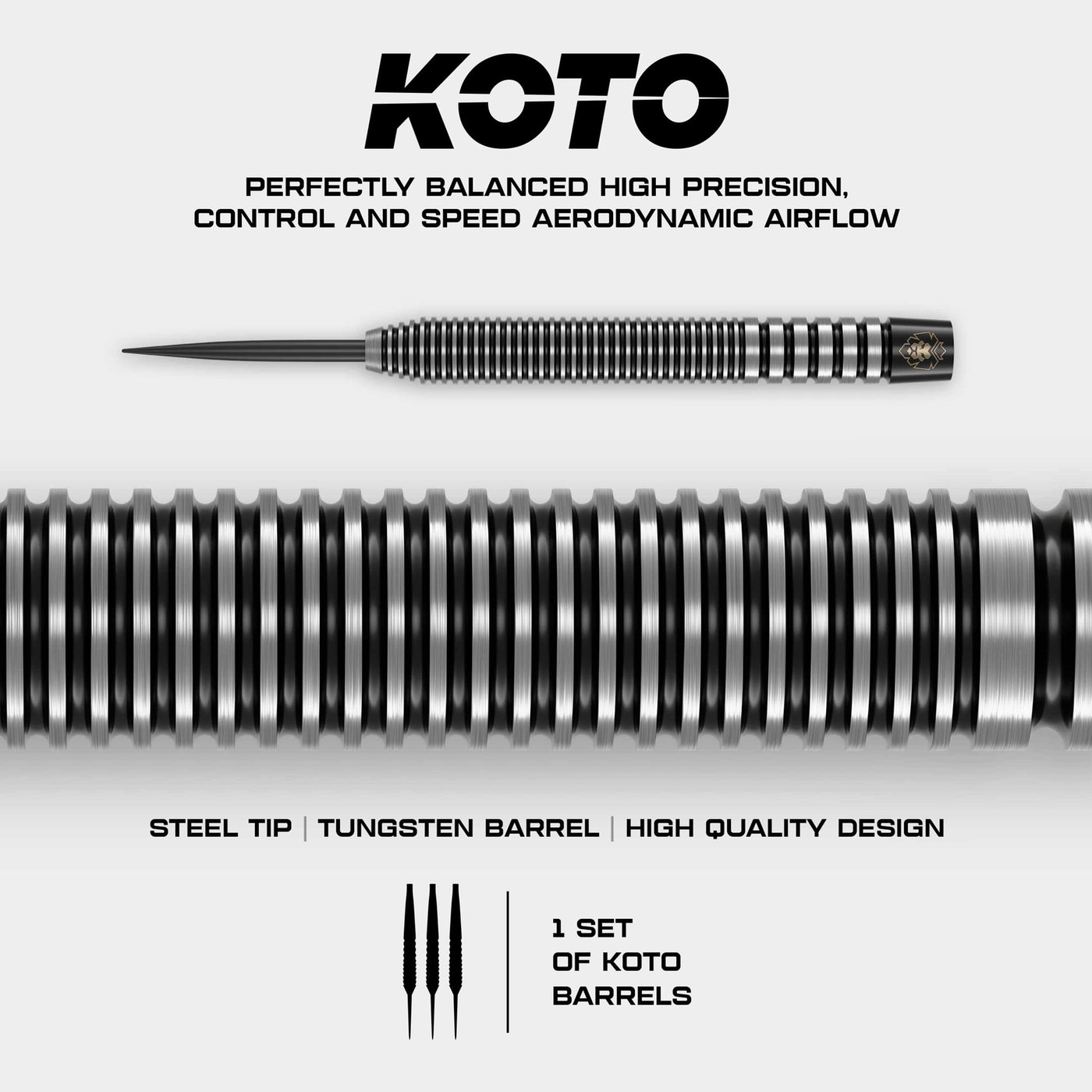 KOTO Zoom Black Electro 90% - Steel Tip Darts - Dartshopper.com