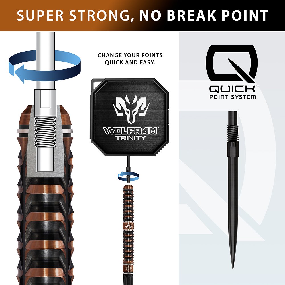 Harrows Wolfram Trinity Quick Point 97% Steel Tip Darts - Dartshopper