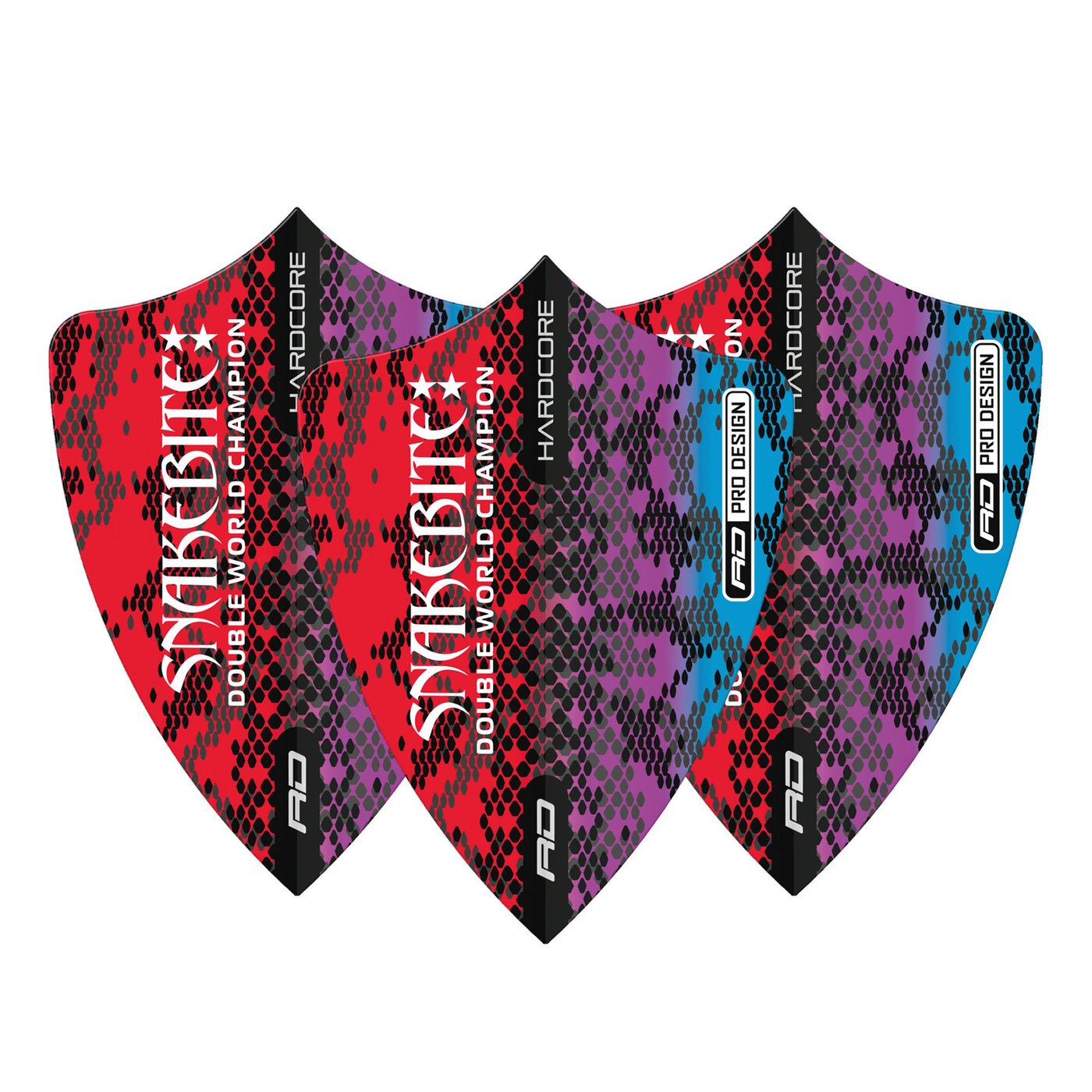 Red Dragon Peter Wright Hardcore Snakebite Multi Freestyle Darts Flights