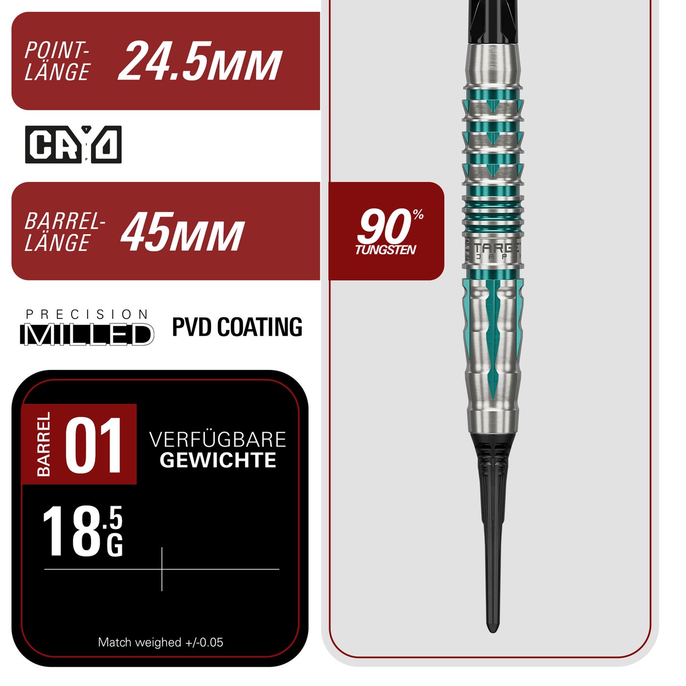 Target Japan Black Marque Pierce 90% - Soft Tip Darts