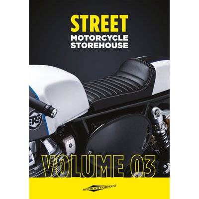 The MCS Street catalog! 
Issue number 3, 1184 pages. 
Just as those two wheels beneath you keep on moving forward, so does Motorcycle Storehouse. 
The Street catalog is loaded with custom parts & accessories, alongside every day maintenance items from proven brands you know and trust... There's even parts for that weekend track toy you promised to ride more!


