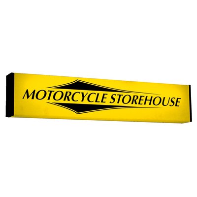 Brightly illuminated yellow with black MCS logo. Great for shop use above the counter, against the wall or any other area you can think of to show your customers The Light.. 
- Yellow with black logo 
- 240V 
- With L 23W/640, 97cm long 
- Includes wiring & EU connector 
- Approx. dimensions: 10cm deep x 20cm high x 100cm wide