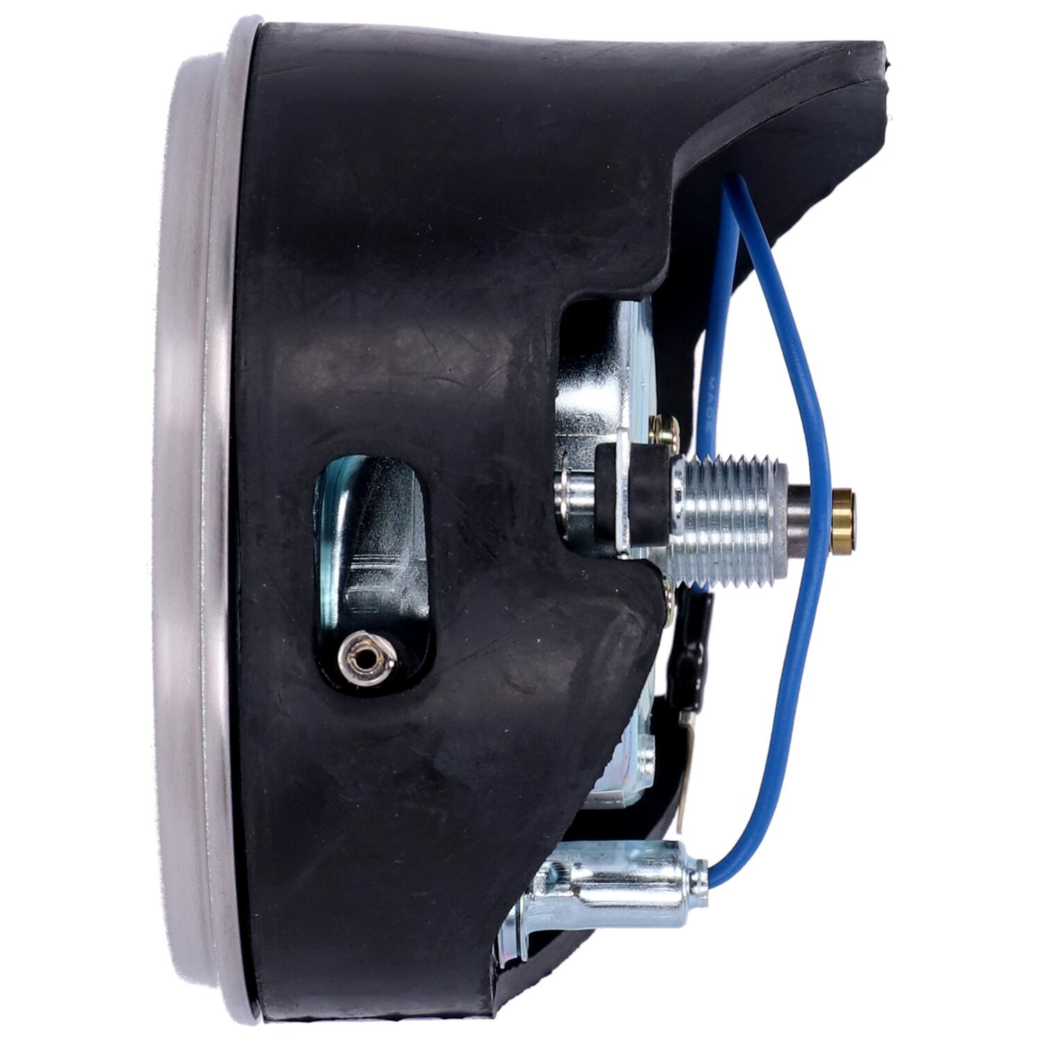 FL speedometer, '62-67 electra face', black/silver. 1:1 mph, Polished