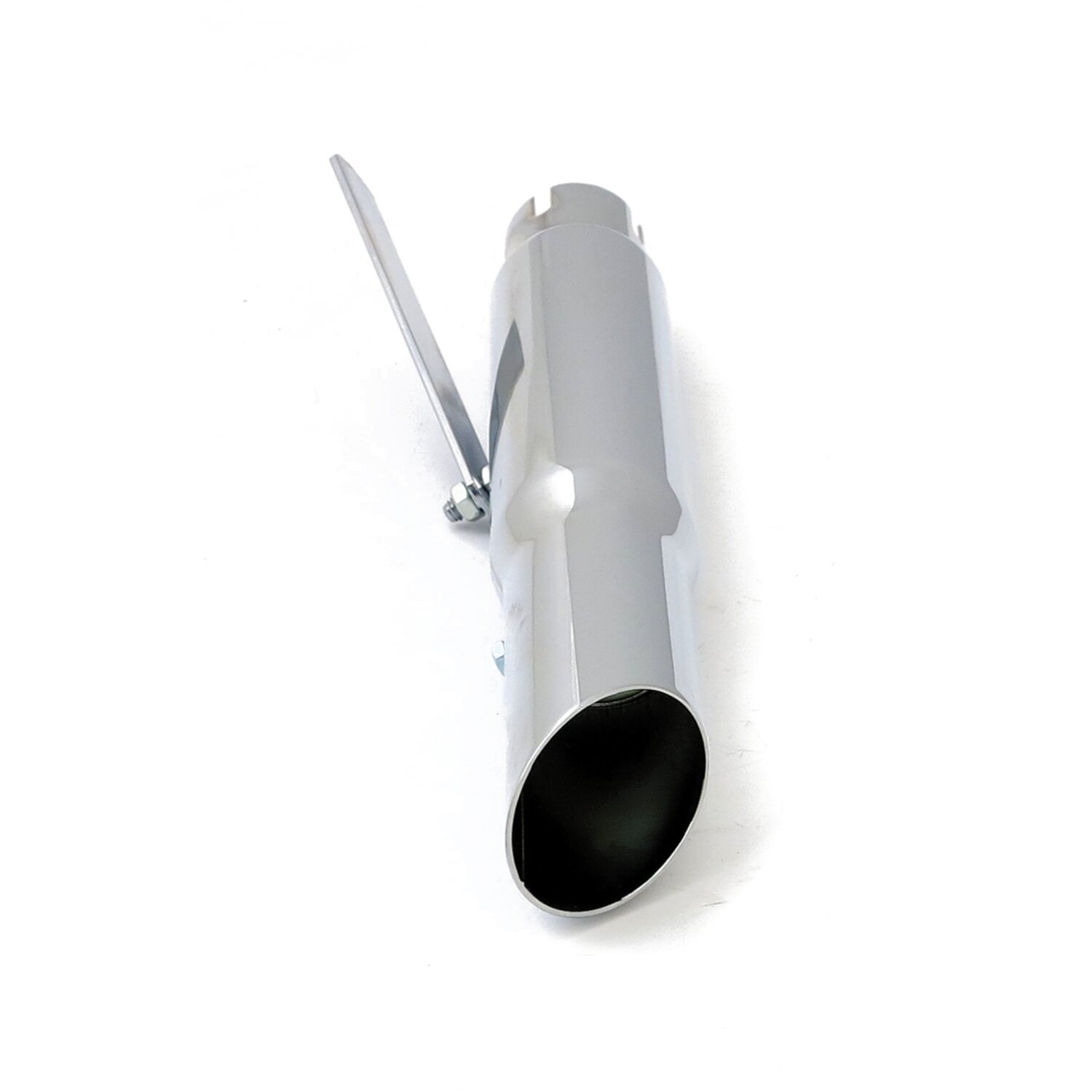 Shorty slash cut universal muffler16" long, Chrome