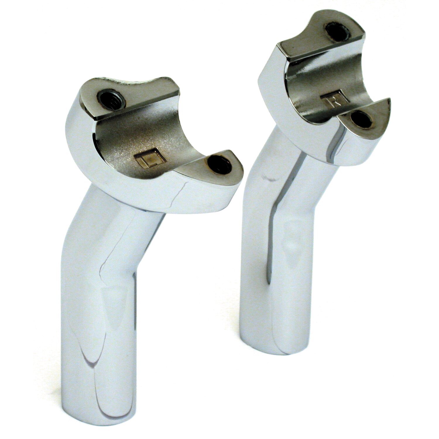 OEM style pullback risers, no top clamp. 4.5" rise, Silver, Chrome