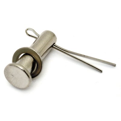 1/4" diameter. 
Zinc plated reproduction of the 42269-30 pin, 510 cotter pin and the 1/4" 6220W flat washer. 
Used on the rear 42252-52 and 42253-67 brake rods of Sportster and K models.