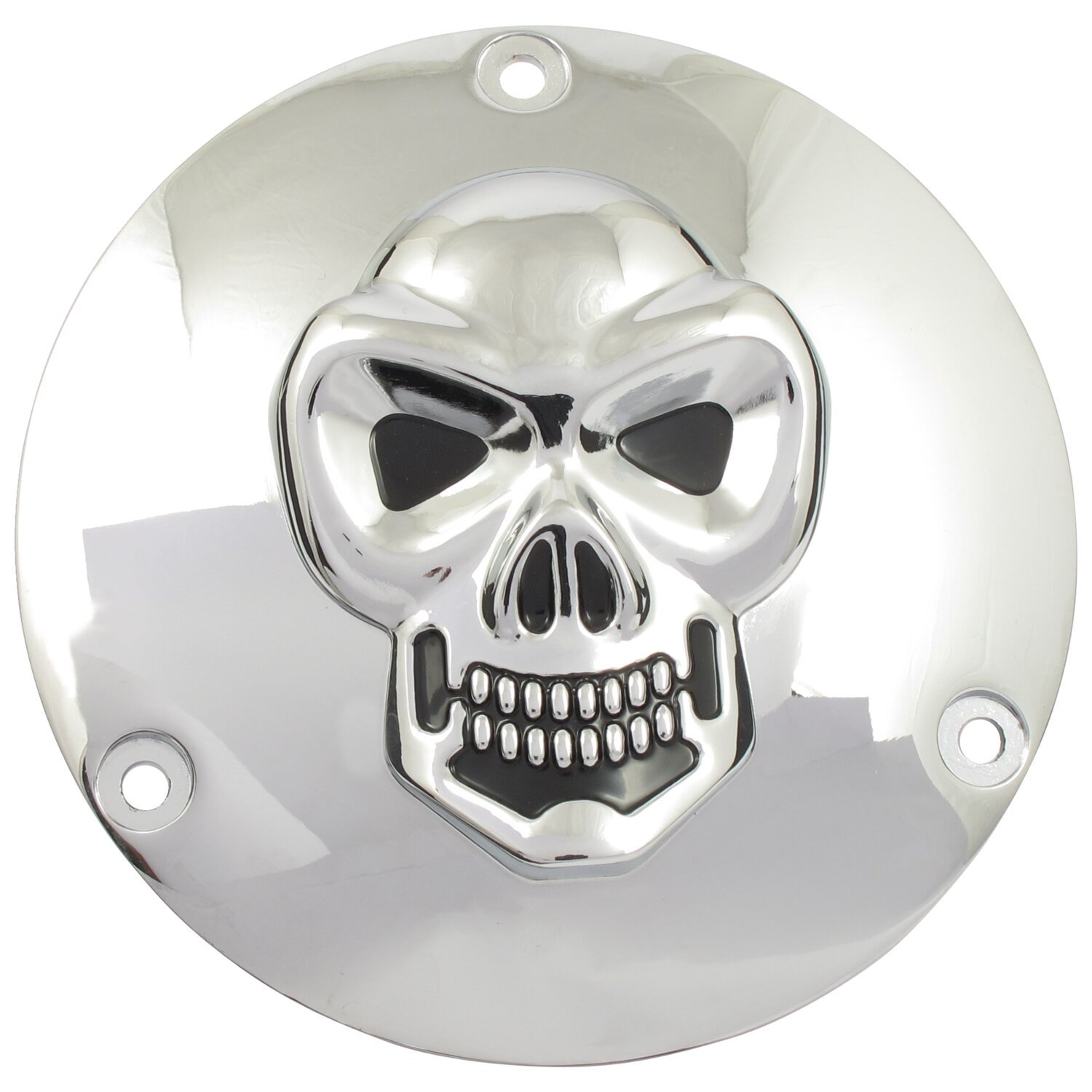 Skull derby cover 3-hole, Chrome