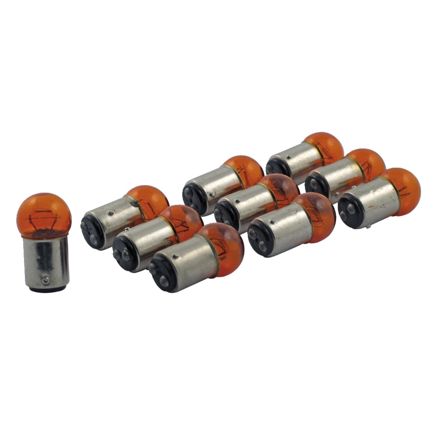 Turn signal bulb, small diameter. Amber lens. 21cp/6cp, Orange