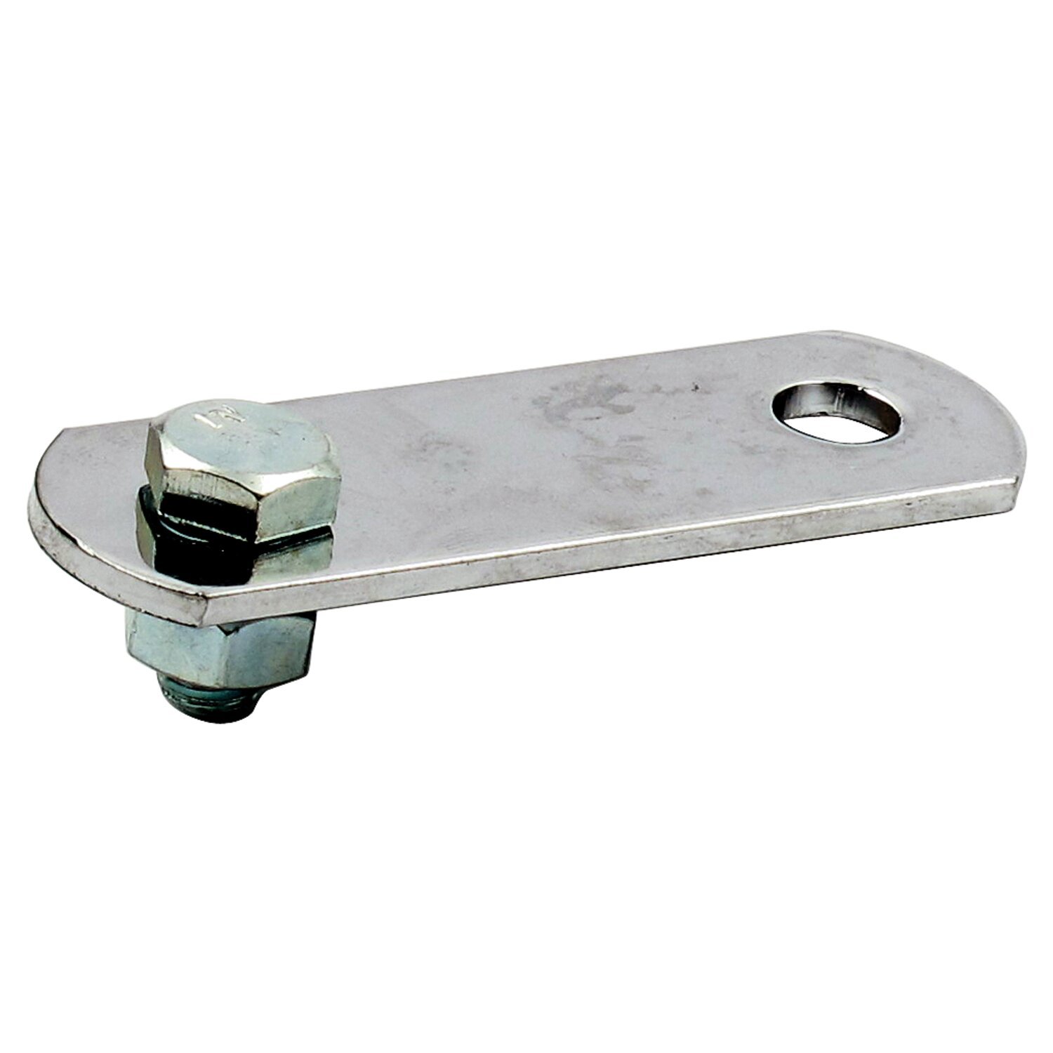 Universal exhaust mount bracket. 3" long, 2 holes, Chrome