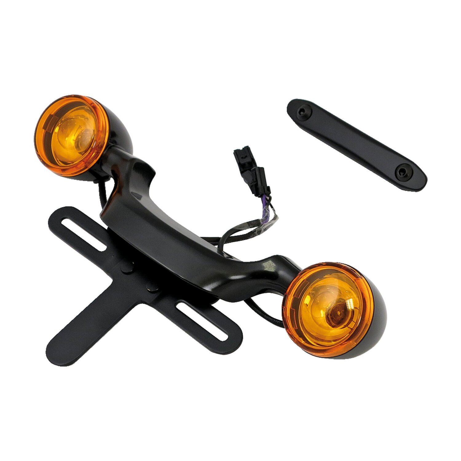 Bullet turn signal bar & license plate relocation kit, Black