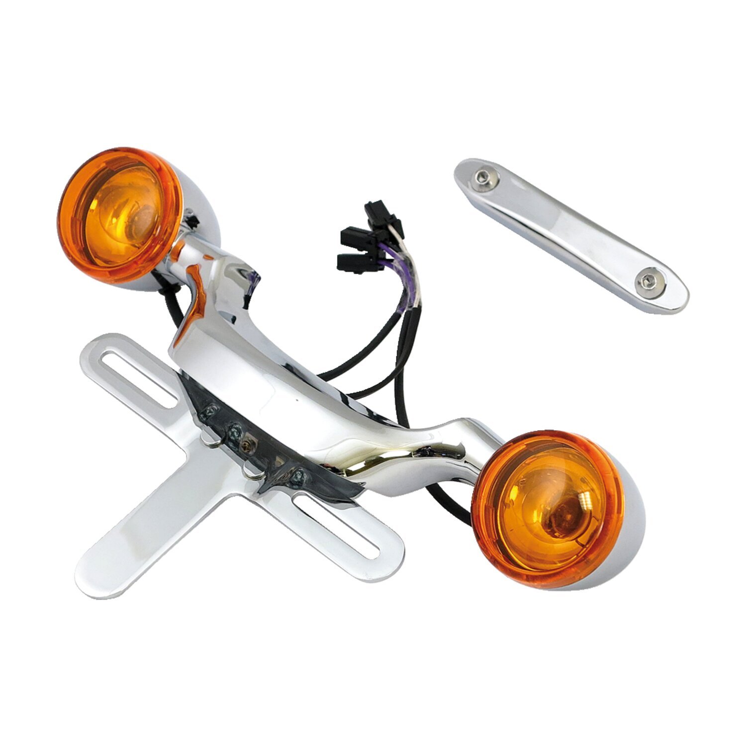 Bullet turn signal bar & license plate relocation kit, Chrome
