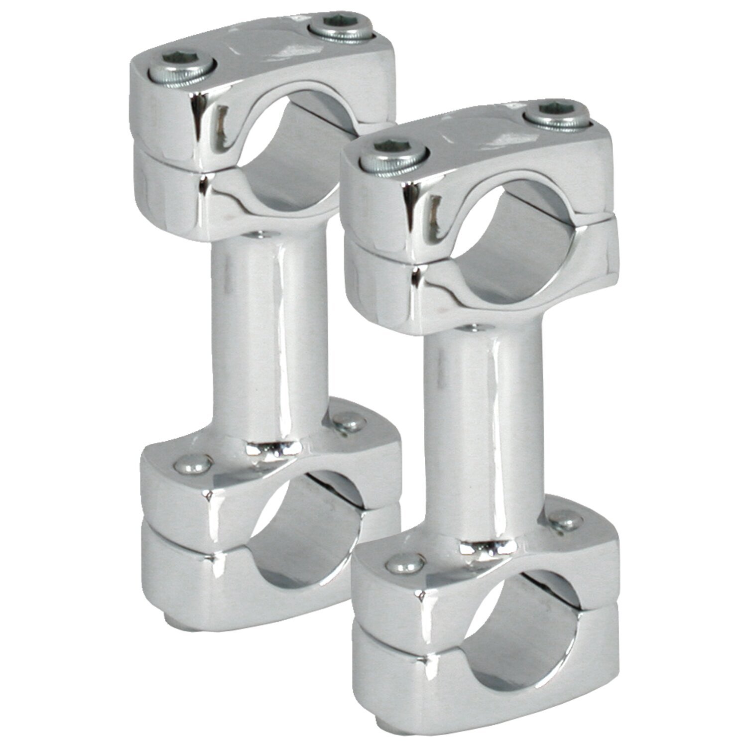 Paughco, Dog Bone risers. Straight. 7" rise, Silver, Chrome