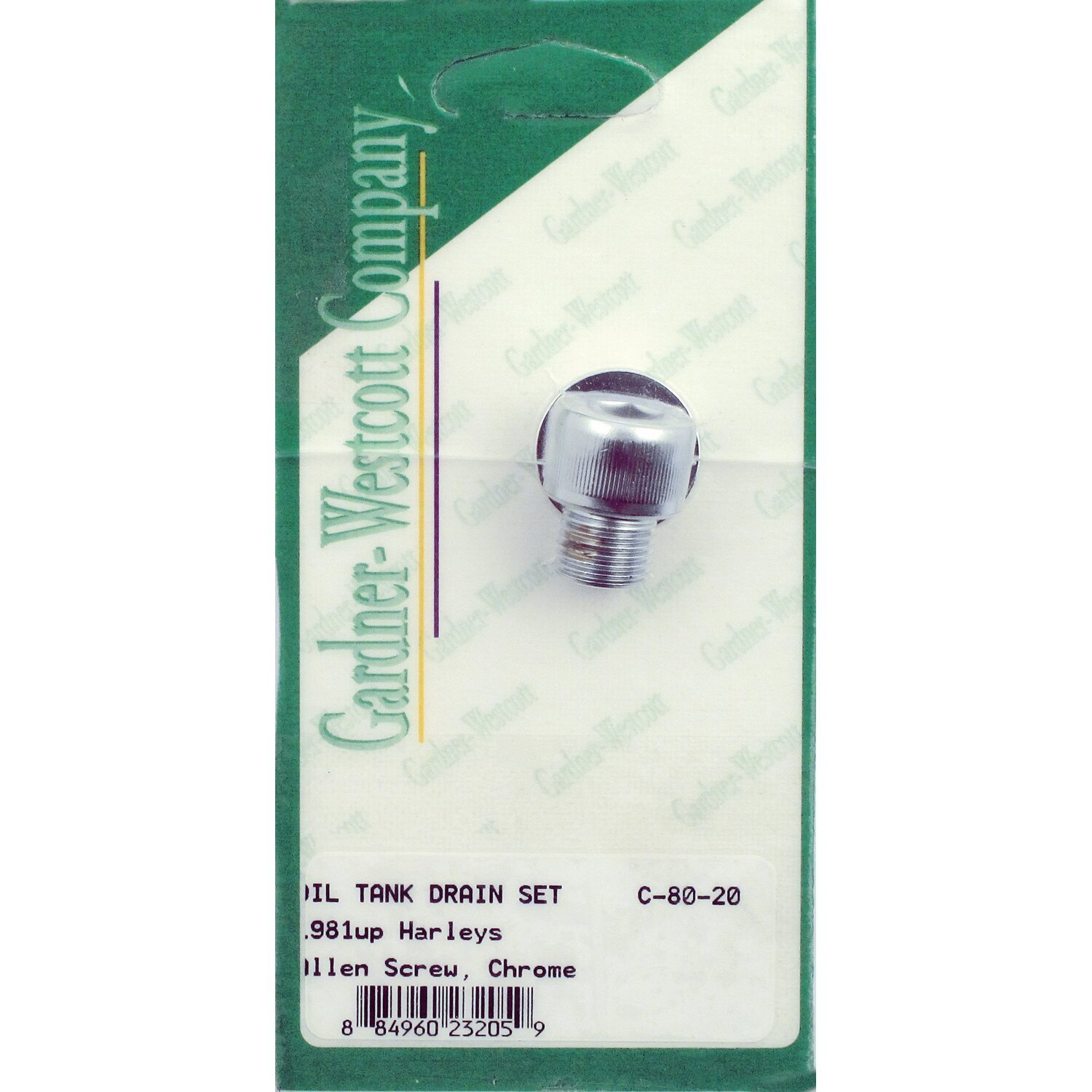 GW, oil drain plug, allen head. 1/2"-20, Chrome