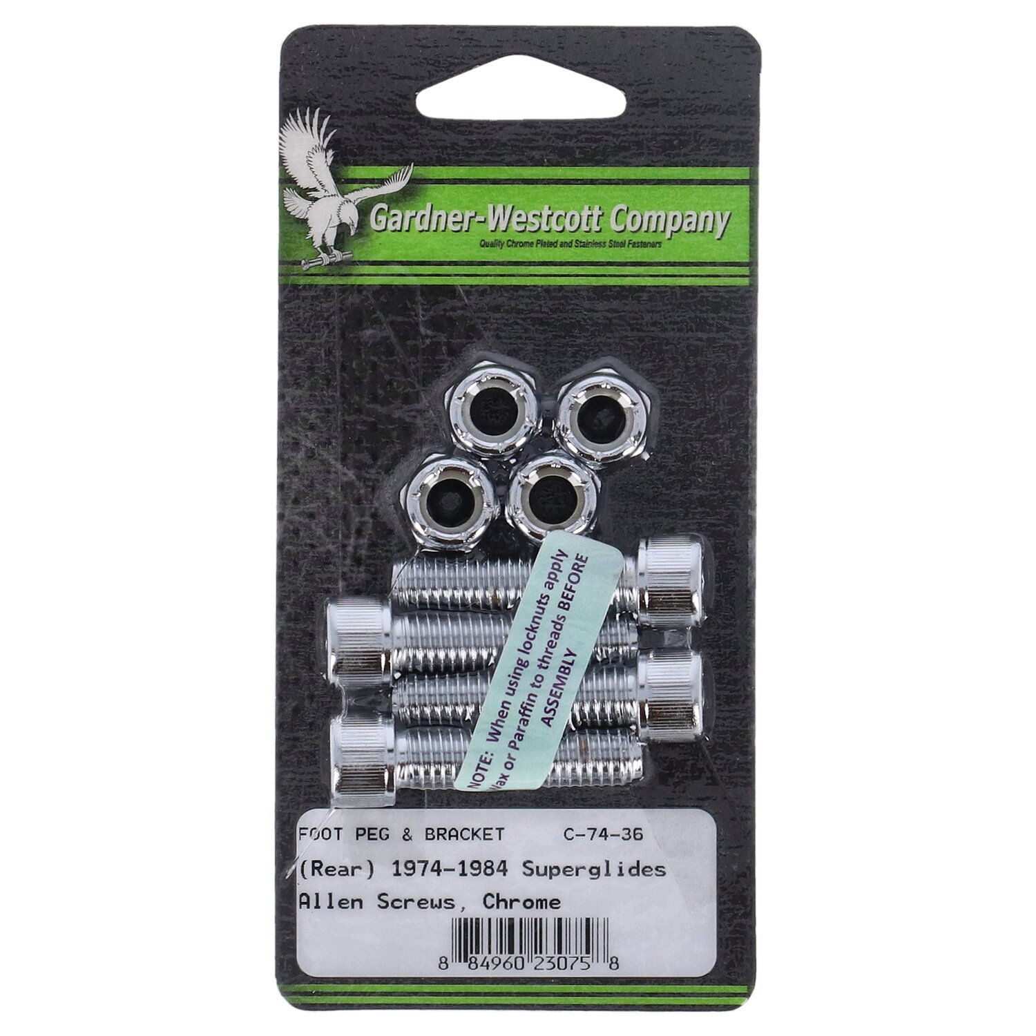 Gardner-Westcott, foot peg & bracket mount kit. Rear, Chrome