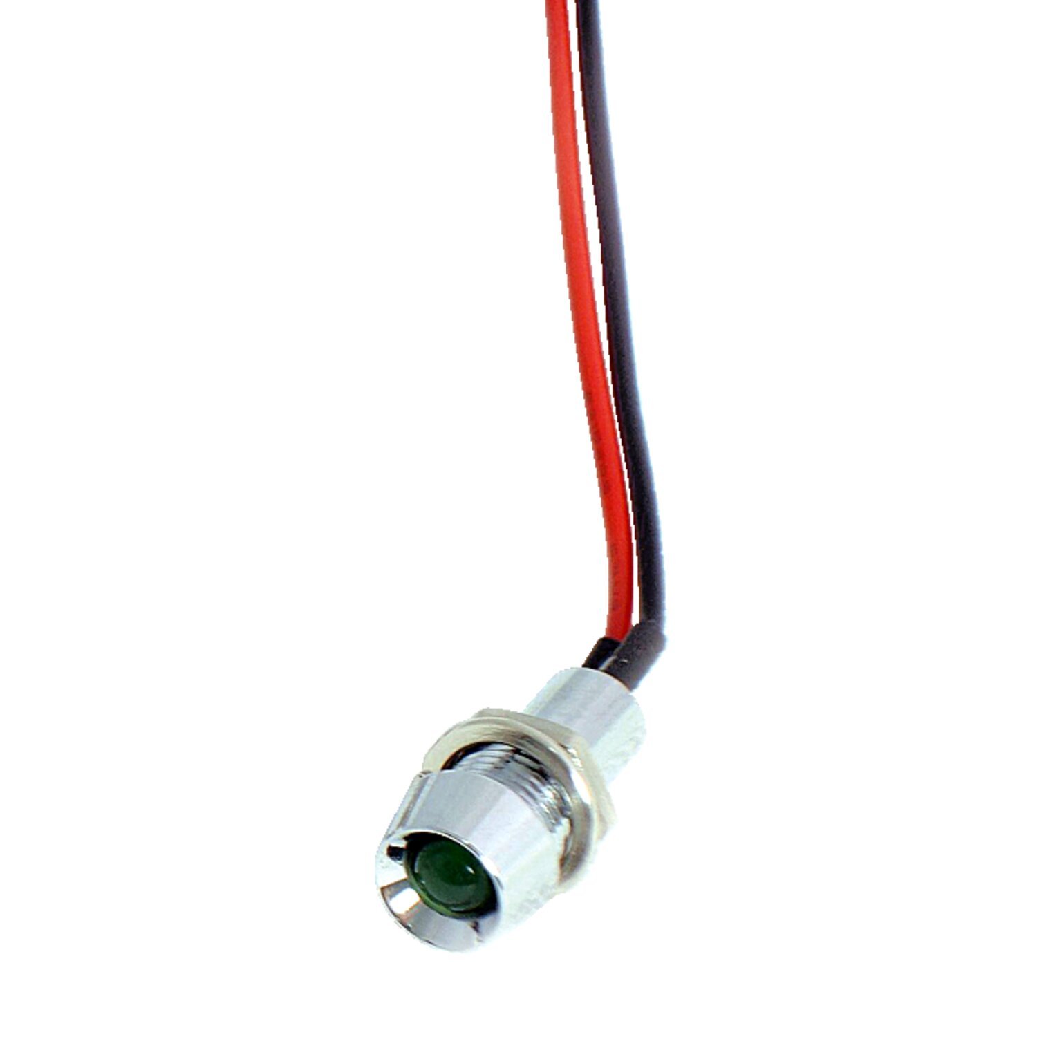 Custom LED indicator light. 5/16, Green, Chrome