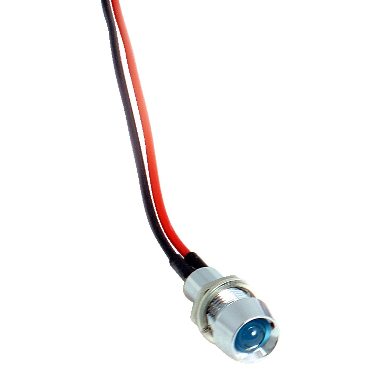Custom LED indicator light. 5/16, Blue, Chrome