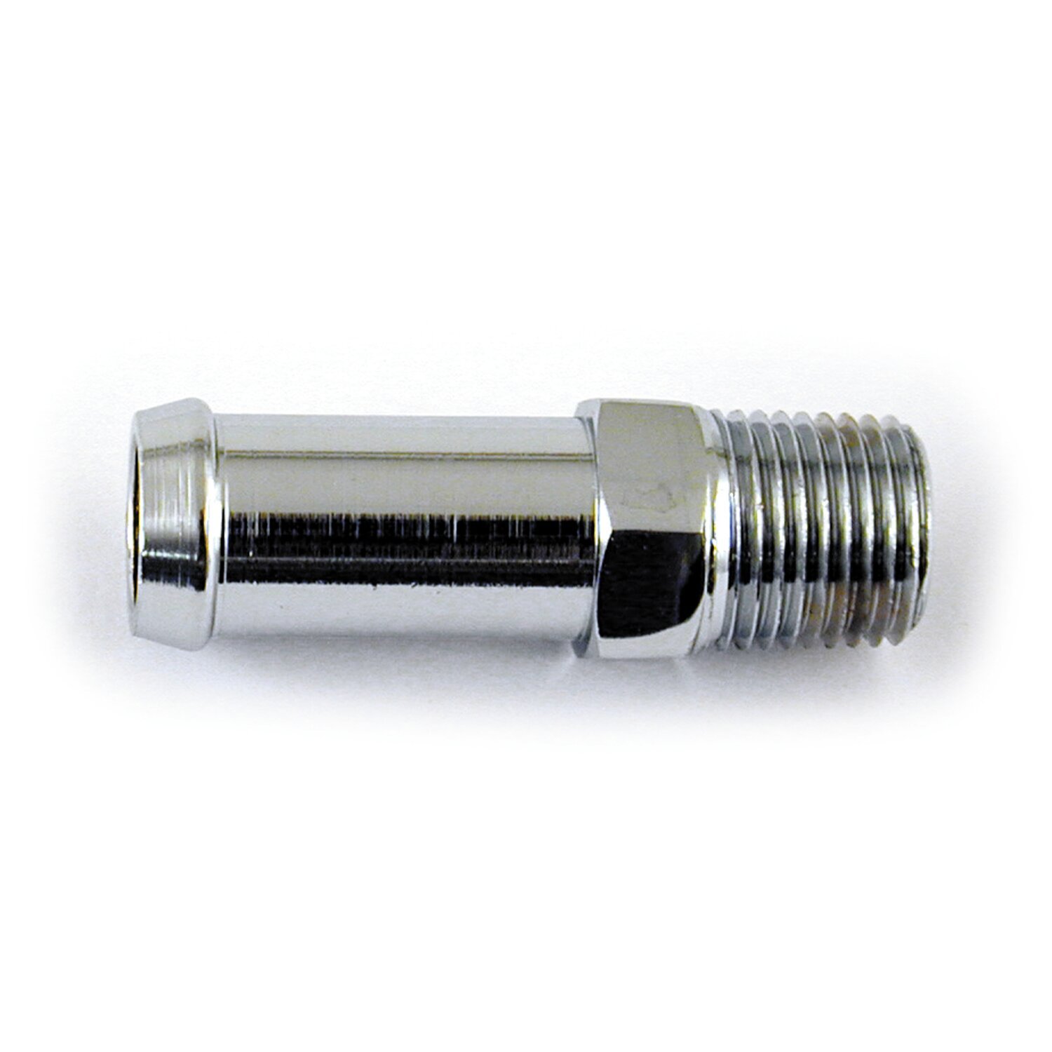 Oil line fitting, straight, Chrome