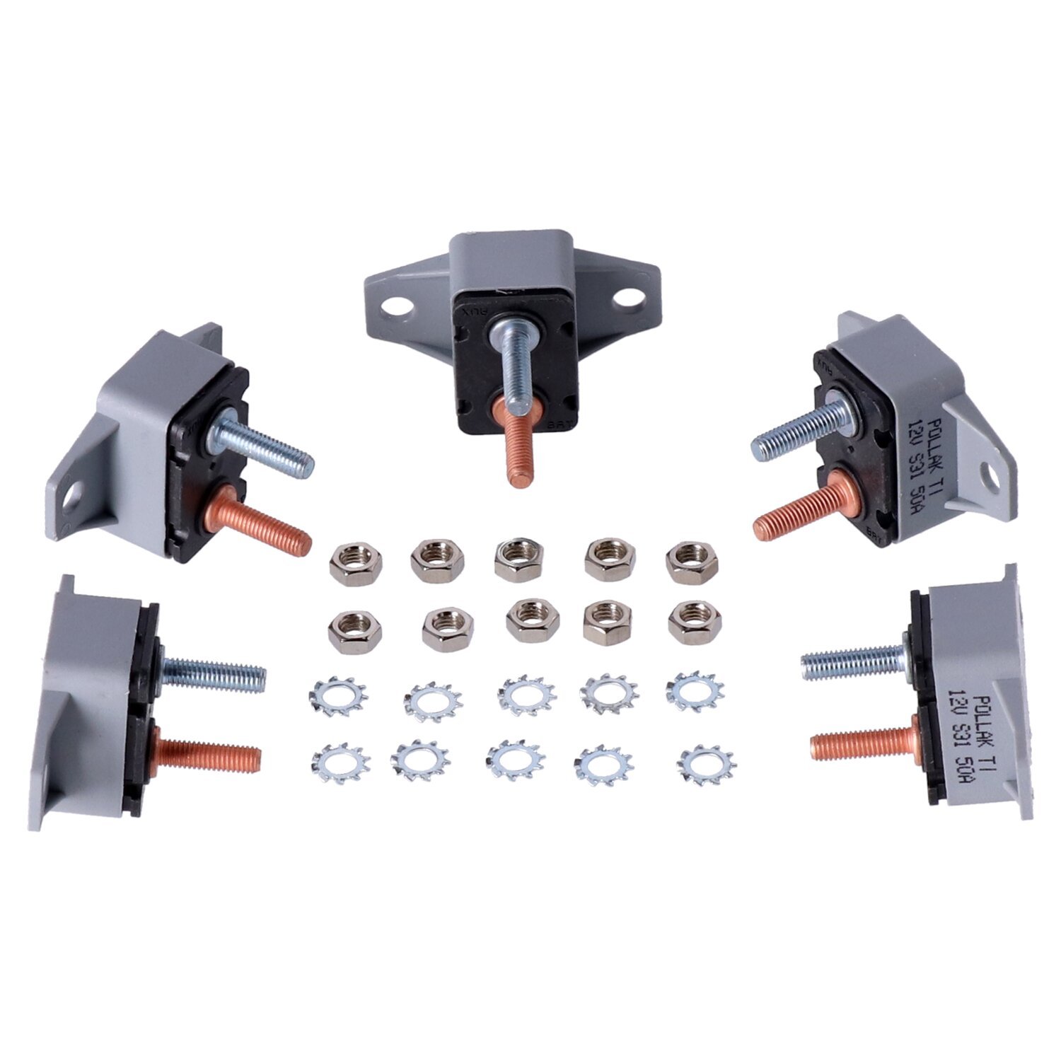 Circuit breaker, automatic. Dual mount, plastic. 50A