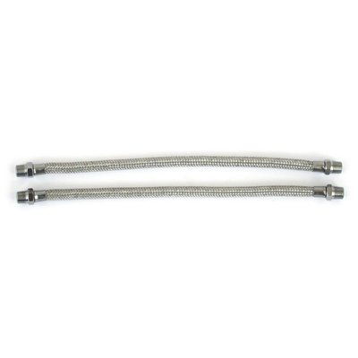 With custom braided stainless steel oil lines. Complete kit with seals and fittings.