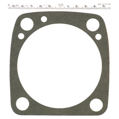 'Type A'. Front & rear
.020" thick fiber reinforced paper.
Final crush .016".
OEM replacement reference 16774-84A.
Note: Type 'A' and 'B' Evolution base gaskets explained.
There are 2 types of cylinder base gaskets for Evolution models available. For convenience sake we call them 'type A' (early style) and 'type B' (late style).
- Type A' gasket: Was introduced on the 1984 Evolution Big Twin models, and can be used on all of the 84-99 1340cc Evo models and will follow the contours of the cylinder base perfectly. They will fit 86-22 Evo XL, but stick out at the cylinder base. This can be a problem with silicone beaded base gaskets.
- Type B' gasket: Was introduced on Evolution XL Sportster models in 1986, and will fit all Evo XL models, but also all 84-99 Evo 1340cc models although the Big Twin cylinder base is a bit larger than the gasket.
The 'type B' is the only gasket type that 'The Factory' supplied from 1986 onwards for both Evo Big Twin and Evo XL Sportster models.
Both type 'A' and type 'B' have identical inner bore diameter, oil hole and stud hole locations. Gaskets for front & rear cylinder are identical. Only difference between the 'A' & 'B' gaskets is the outside perimeter.