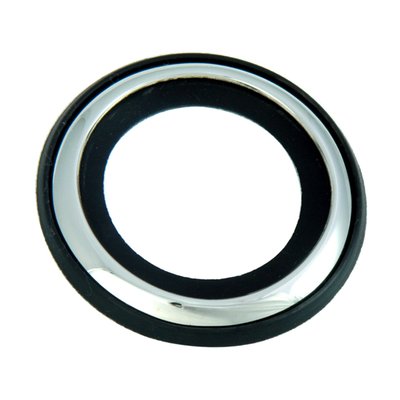 Polished stainless steel. Chrome plated insurance to help save your top dollar paint job! 
Used on the area around the filler neck to prevent gasoline(vapors) to get under the paint where it causes bubbles, chipping etc. around the fuel filler area. These paint protector trim rings create a seal inside the filler neck to help stop the problem where it starts, and looks good doing it. No special tools required. Order 2 for dual cap gas tanks.