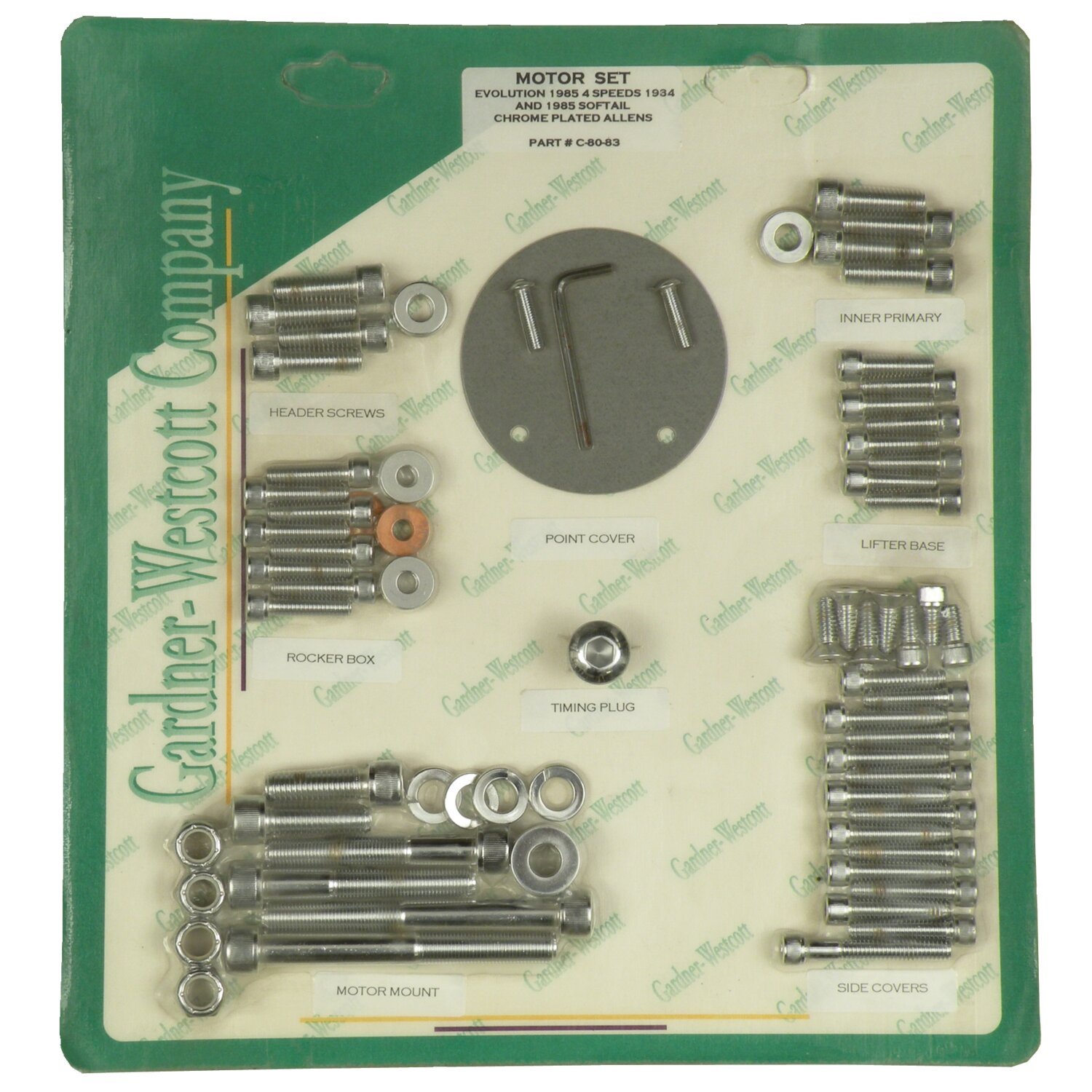 Motor screw sets, chrome allen