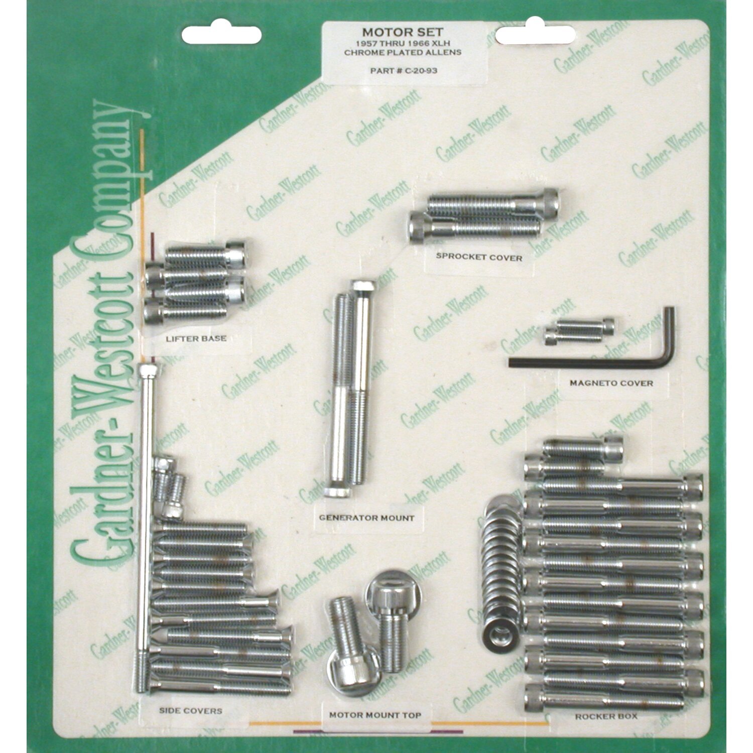 Motor screw set, chr. allen, Chrome